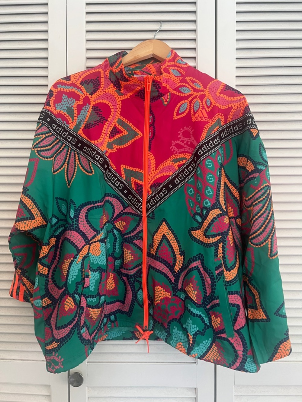 FARM Rio x Adidas Multicolor Floral track Jacket – Green, Pink & Orange